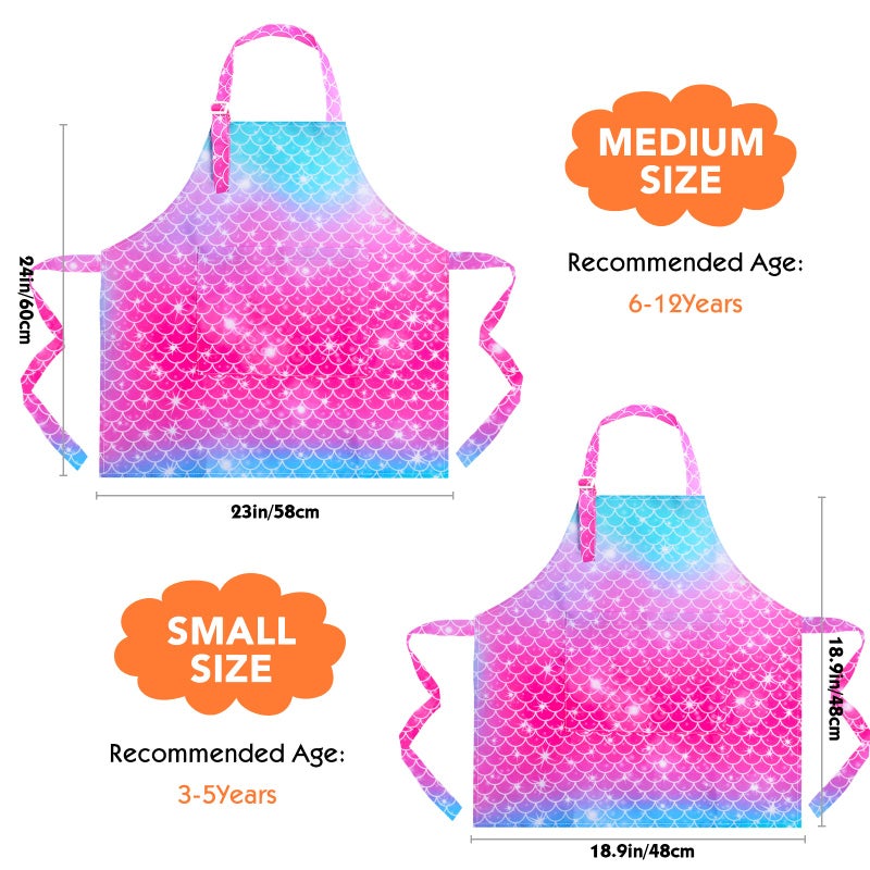 PASHOP 2 Pack Kids Apron Rainbow Unicorn Toddler Apron With Pockets for Kids Girls Boys Cooking Baking Painting - Image 4